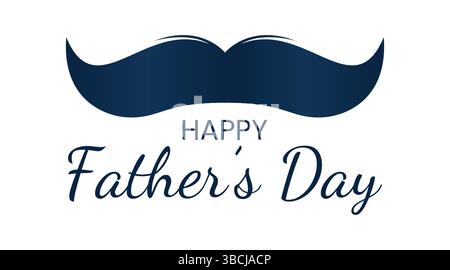 Happy Father’s Day Mustache Design, Blue Mustache Greeting Card, Dad’s Special Day Celebration Stock Vector