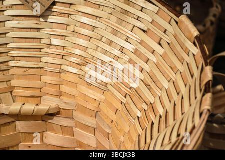 partial view detail of a wicker basket, traditional basketry in Galicia Stock Photo