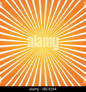 Orange and Yellow Sunburst Rays Background with Radiating Lines Stock Vector