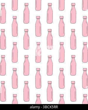Vector seamless pattern of hand drawn sketch doodle colored thermo bottle isolated on white background Stock Vector