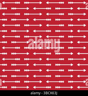 Vector seamless pattern of flat bow arrow isolated on red background Stock Vector
