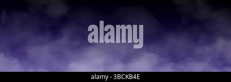 Fog or smoke. Banner with thick blue smog over surface Stock Vector