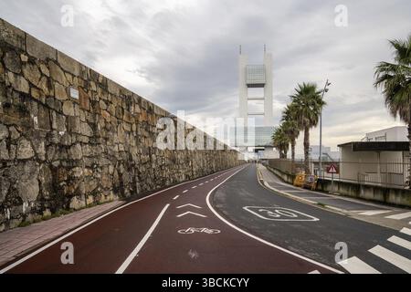 Spain - 26 November 2020: view of the maritime rescue tower in the port of La Coruna in Spain Stock Photo