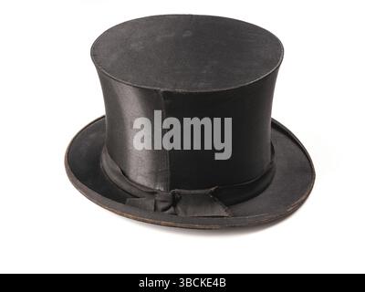 Old used stylish hat on a white background Stock Photo