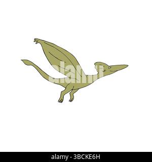 Vector hand drawn doodle sketch flying pterodactyl dinosaur isolated on white background Stock Vector