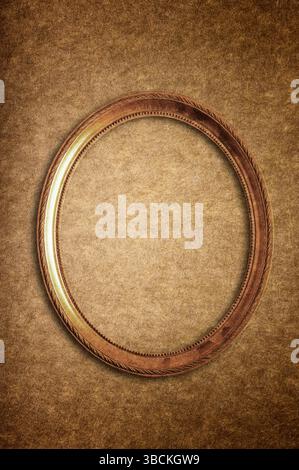 oval empty wooden picture frame Stock Photo