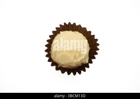 White chocolate praline isolated on white background Stock Photo