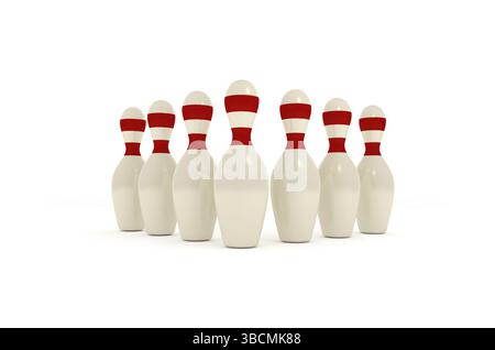 Bowling pins on a white background, 3d sports background Stock Photo