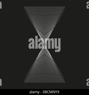 Dark abstract figure. Monochrome tunnel shape. Vector geometric form. Black illusion object. Stock Vector