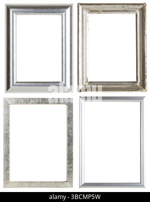 Set of four silver picture frames Stock Photo
