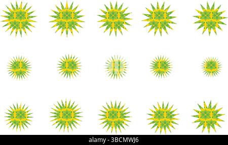 Yellow Sunburst Vector Icons Set for Abstract Concept Backgrounds and Retro Pop Graphic Design Pattern Templates Stock Vector