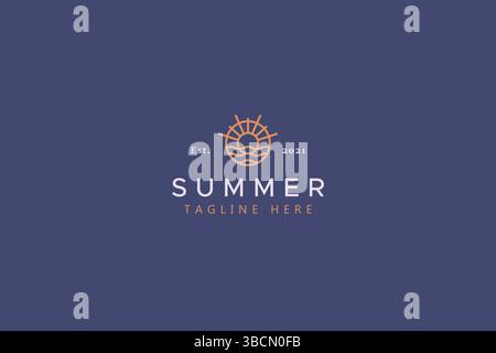 Summer Beach Simple Badge Logo. Branding Fashion Symbol Design. Stock Vector
