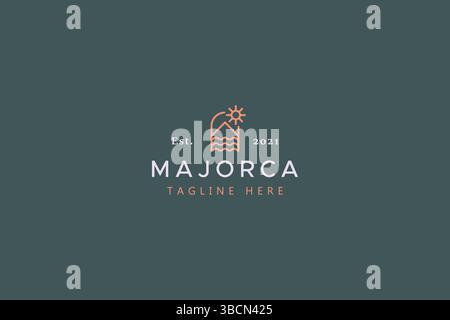 Minimalist Illustration Natural Holiday Season Logo Badge Vector Template. Beach, Mountain, Camp Ground. Agent Travel Business. Stock Vector