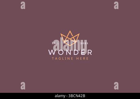 Letter W Geometric Monogram Logo. Abstract Shape Ornament Crown Symbol. Stock Vector