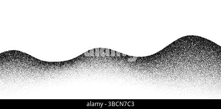 Noise grain wave background with dots gradient or dotwork halftone, vector stipple texture. Noise grain wave of mountain hill with grunge sand dust, dotwork or grainy stipple dots gradient background Stock Vector