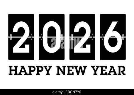 Flipboard Style “2026 Happy New Year” Countdown Design Stock Vector