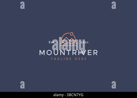 Mountain and River Simple Logo Template Stock Vector