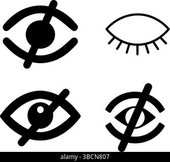 Eye Hide/Off Symbols - Visibility & Privacy Icons Stock Vector