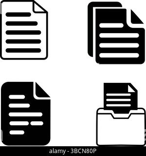 Document & File Icons - Paper & Digital Record Symbols Stock Vector