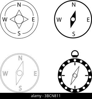 Compass Icons Set - Navigation & Direction Symbols Stock Vector