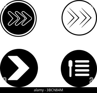 Forward & Menu Icons - Navigation & List UI Elements Stock Vector