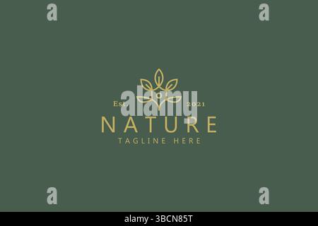 Nature Plant Floral Simple Logo. Organic Fresh Color. Stock Vector