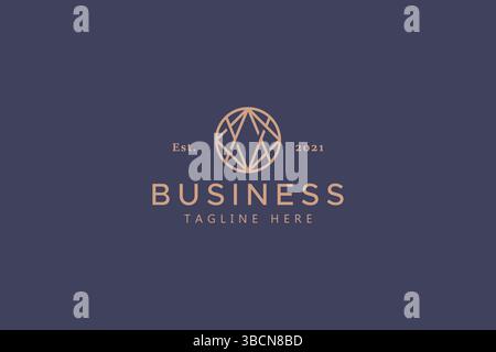 Abstract Logo of Business and Company. Universal and Global Sign and Symbol. Elegant Gold Color. Trend Circle Shape Geometric Outline. Stock Vector