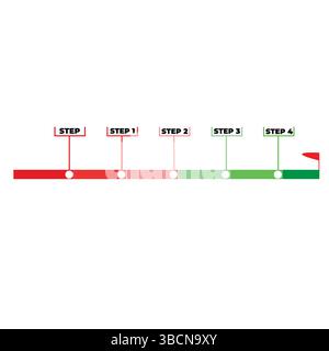 Flat Minimal Infographic Line Bar Design for Step-by-Step Process Visualization and Workflow Diagram Stock Vector