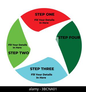Round Pie Chart Infographic Design in Segmented Style for Data Representation and Process Flow Stock Vector