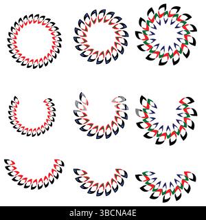 Creative Circle Flower Shape With Illusion Elements and Vivid Decorative Borders Stock Vector