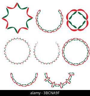 Creative Circular Outline Set in Red and Green Featuring Simple Twists, Loops, and Frame Styles for Clean Modern Vector Use Stock Vector