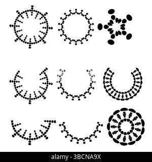 Creative Circular Shapes in Black and White Featuring Dotted and Striped Patterns for Unique Tech or Trendy Graphic Design Projects Stock Vector