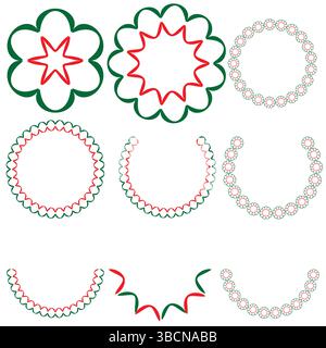 Colorful Flower-Inspired Circular Frames and Border Graphics in Festive Styles for Creative Graphic Use Stock Vector
