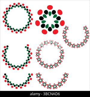 Colorful Dot and Petal Style Circular Shapes for Fun Decorative Design, Branding Borders, and Kids Graphics Stock Vector