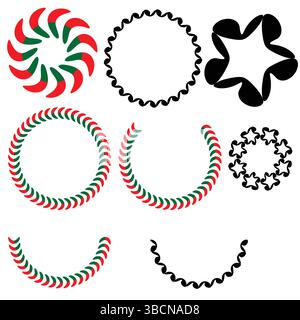 Multicolor Abstract Circular Swirl Set Stock Vector