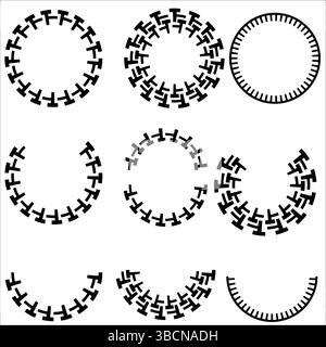 Circular Alphabet Letter Shape Design Set Stock Vector