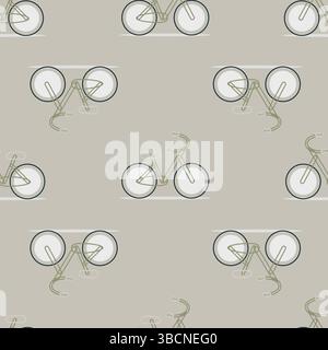 Seamless pattern with retro bicycles on beige background Stock Vector