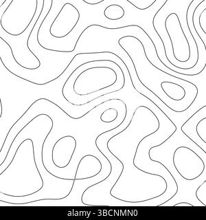 Abstract topographic contour lines illustration on white background. Vector organic topography shape Stock Vector