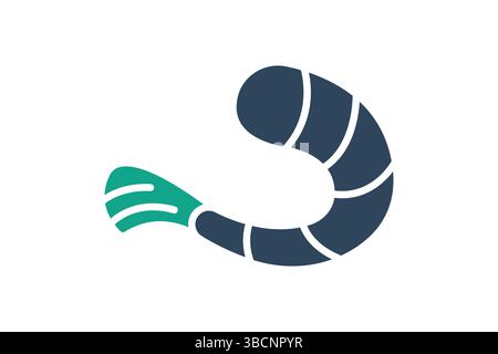 Shrimp icon. solid icon style. icon related to food. seafood elements vector illustration Stock Vector