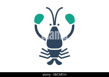 Lobster icon. solid icon style. icon related to seafood. food elements vector illustration Stock Vector