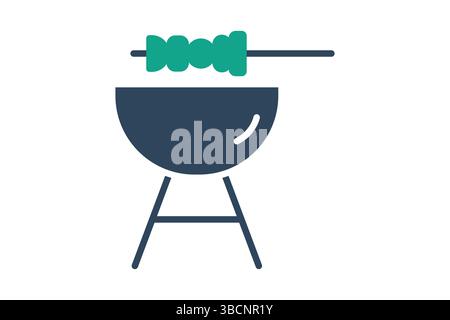 Bbq icon. solid icon style. icon related to cooking outdoors. food elements vector illustration Stock Vector