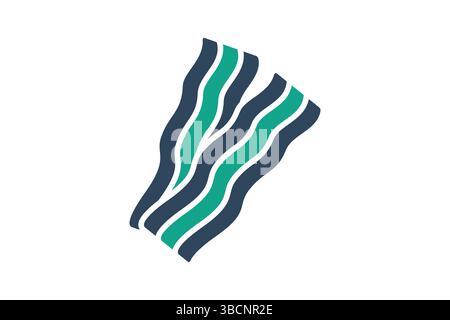 Bacon icon. solid icon style. icon related to meat. food elements vector illustration Stock Vector