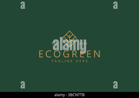 Organic Symbol Of Ecogreen Vintage Style Logo Concept. Bio Business Company. Health, Medicine, Food, Pharmacy, Agriculture Product. Beauty, Spa, Yoga Stock Vector