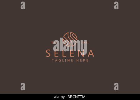 S Letter Initial Logo Coffee Bean Concept Simple Line Shape. Monogram Symbol Business Branding. Stock Vector