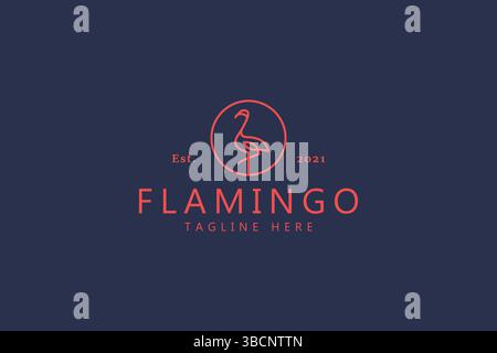 Isolated Illustration Flamingo Bird Logo. Monoline Style Creative Idea Brand Identity and Useful for Any Product. Z Generation Branding Trend. Stock Vector