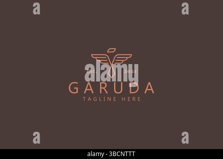 Abstract Flying Bird Eagle, Garuda, Phoenix, Falcon Simple Line Logo. Wings Feather Fly Concept. Ethnic and Traditional Symbols. Premium Design Vector Stock Vector