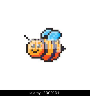 Pixel art bee game asset design Stock Vector