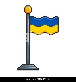 Pixel art Ukraine Flag game asset design Stock Vector