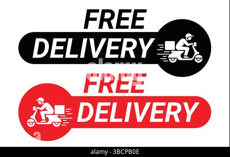 Free delivery icons set. Free shipping label, express delivery badge, fast delivery logo, logistic, courier parcel shipment cargo. Free Delivery truck. Stock Vector