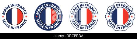 Made in France labels icon, made in the France logo, France flag , France product emblem, Vector illustration Stock Vector